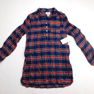 Old Navy Youth  Girls XL 14 Plaid Blue Red Long Sleeve Tunic Top New